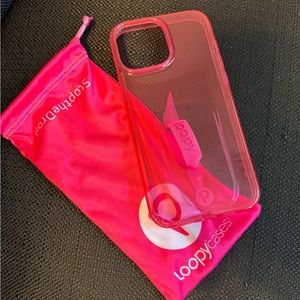 EUC Loopy Neon Pink Clear iPhone 13/12 Pro Max 6.7”Gloss Edition / Righty